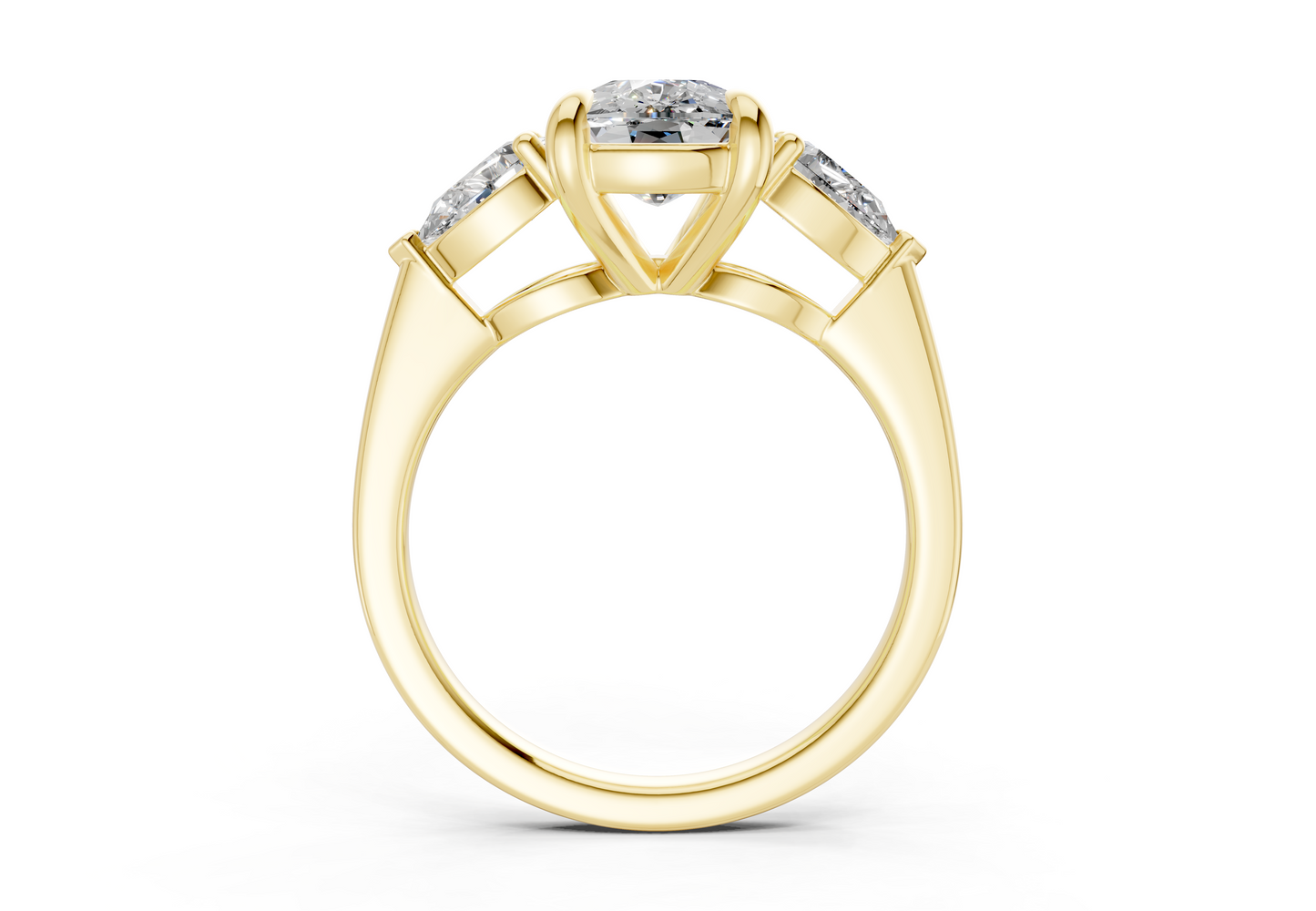 Vine Diamond Three Stone Elongated Cushion Cut 1.8mm Engagement Ring