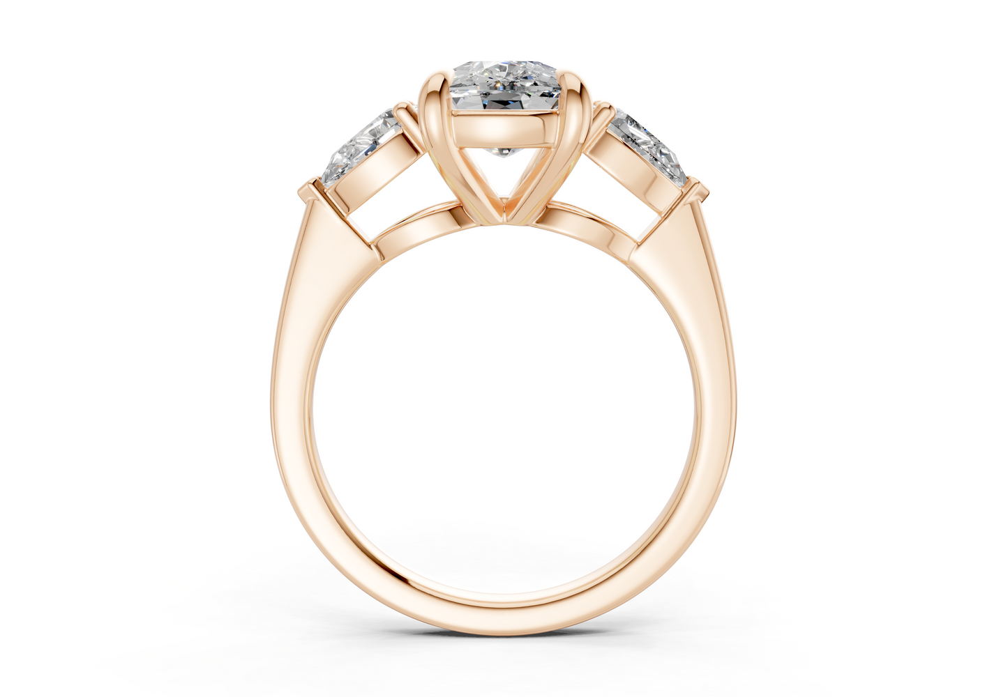 Vine Diamond Three Stone Elongated Cushion Cut 1.8mm Engagement Ring