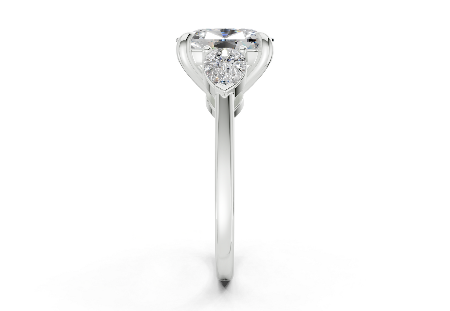 Vine Diamond Three Stone Elongated Cushion Cut 1.8mm Engagement Ring