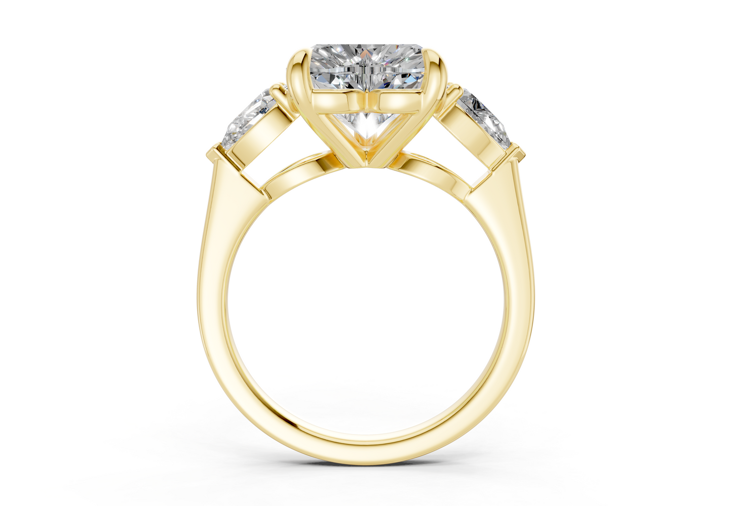 Vine Diamond Three Stone Heart Cut 1.8mm Engagement Ring