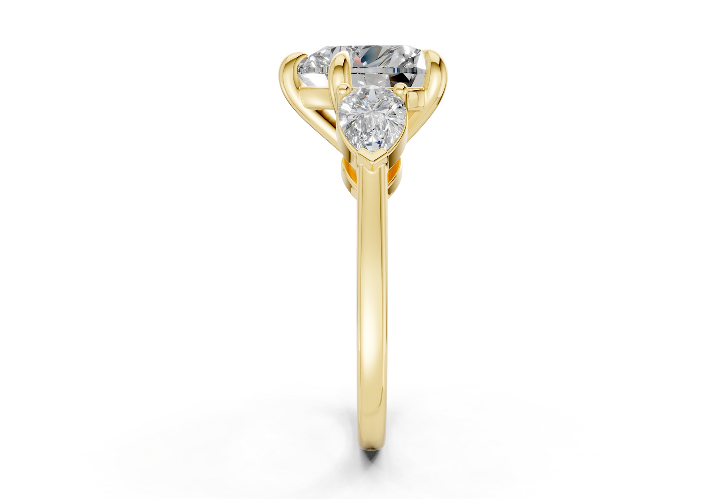 Vine Diamond Three Stone Heart Cut 1.8mm Engagement Ring