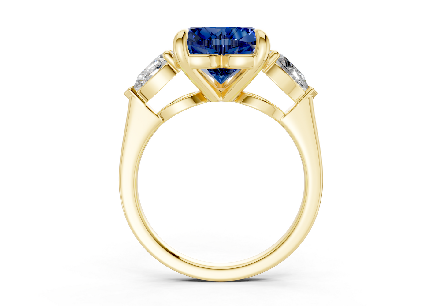Vine Sapphire Gemstone Three Stone Heart Cut 1.8mm Engagement Ring