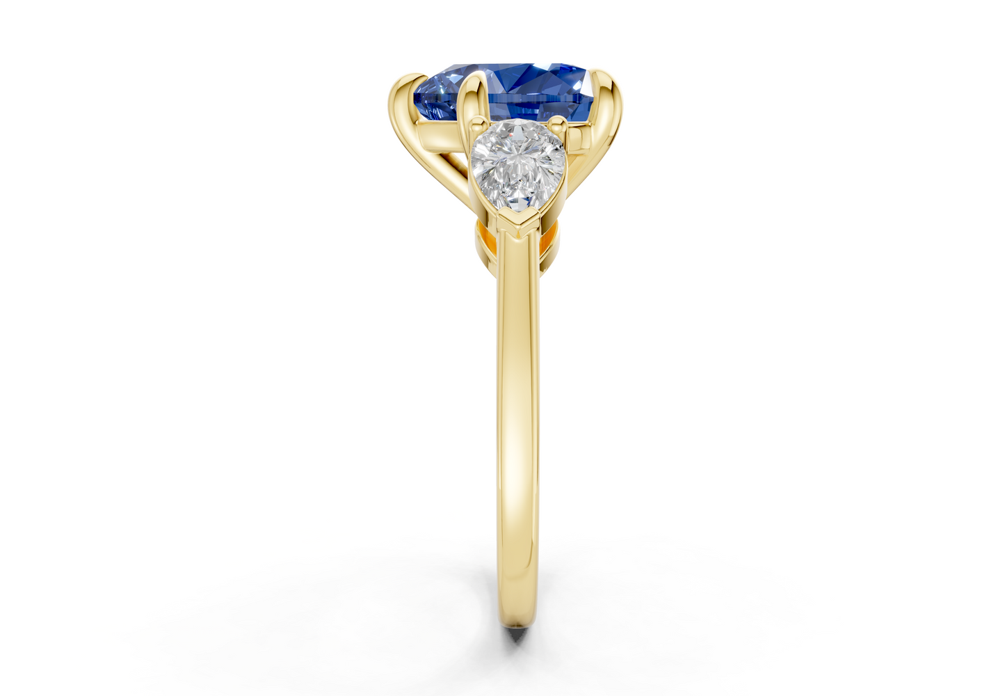 Vine Sapphire Gemstone Three Stone Heart Cut 1.8mm Engagement Ring