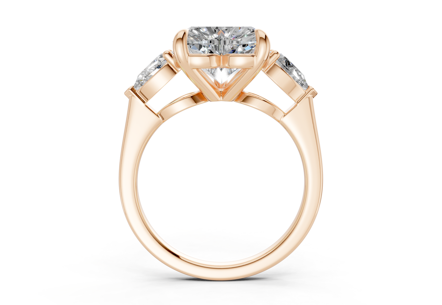Vine Diamond Three Stone Heart Cut 1.8mm Engagement Ring