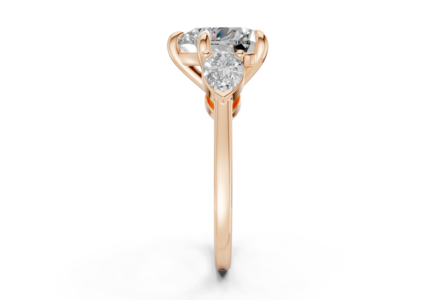 Vine Diamond Three Stone Heart Cut 1.8mm Engagement Ring