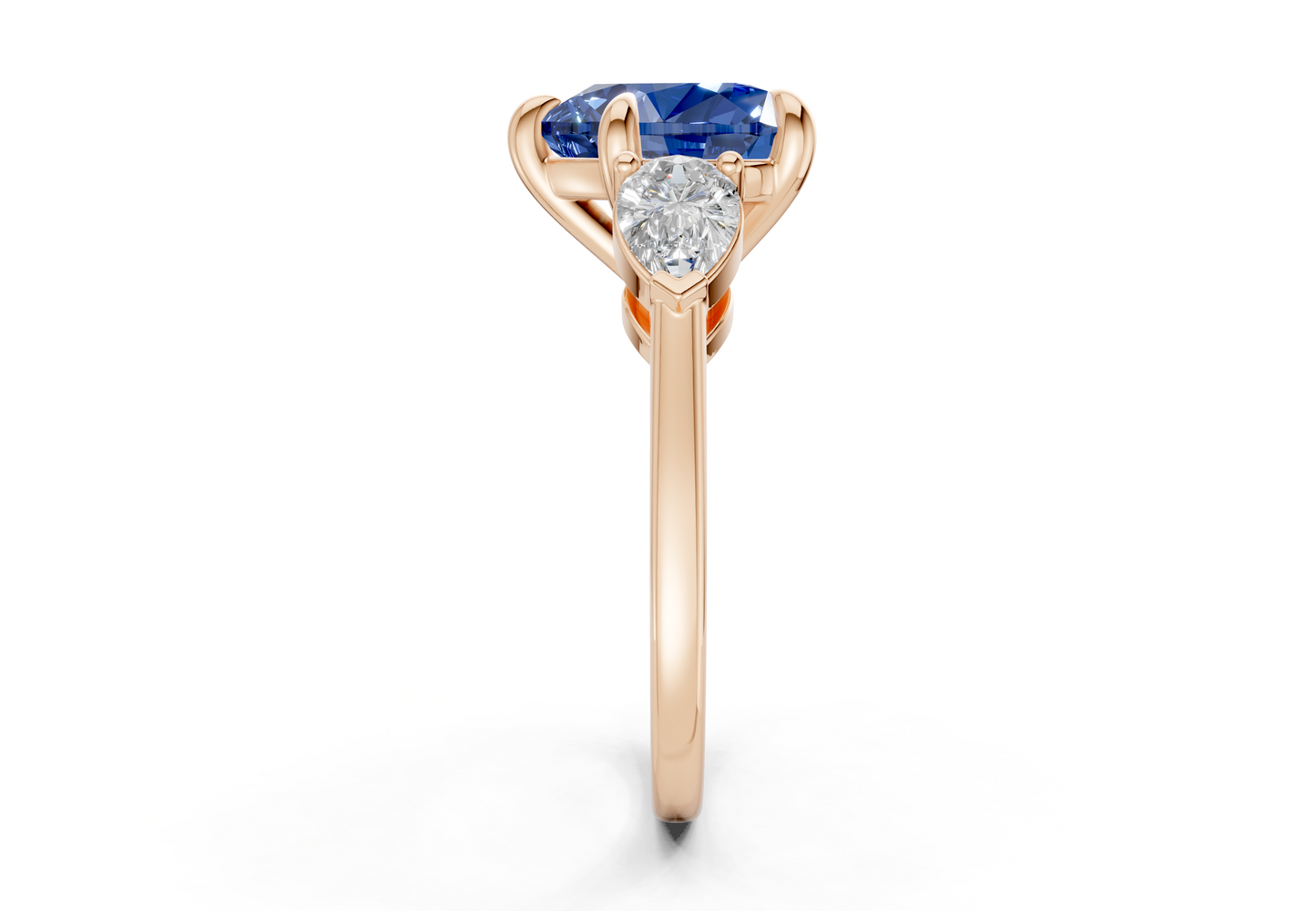 Vine Sapphire Gemstone Three Stone Heart Cut 1.8mm Engagement Ring