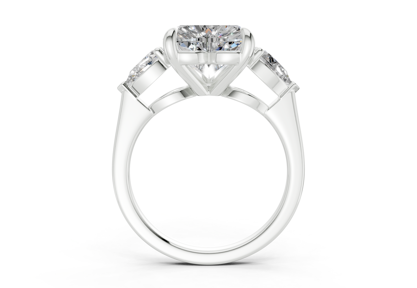 Vine Diamond Three Stone Heart Cut 1.8mm Engagement Ring
