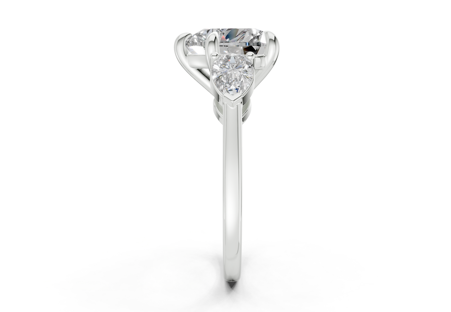 Vine Diamond Three Stone Heart Cut 1.8mm Engagement Ring