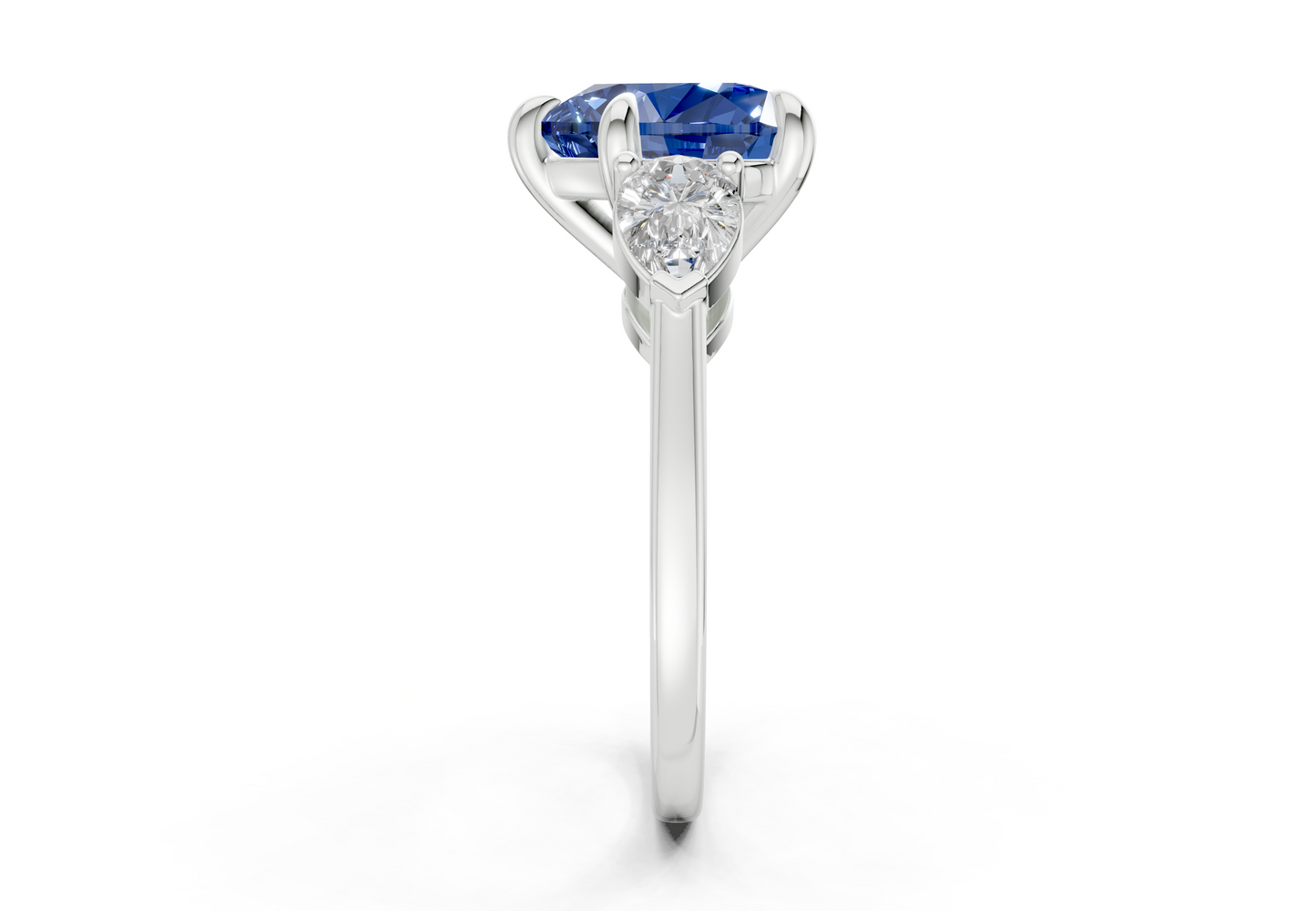 Vine Sapphire Gemstone Three Stone Heart Cut 1.8mm Engagement Ring