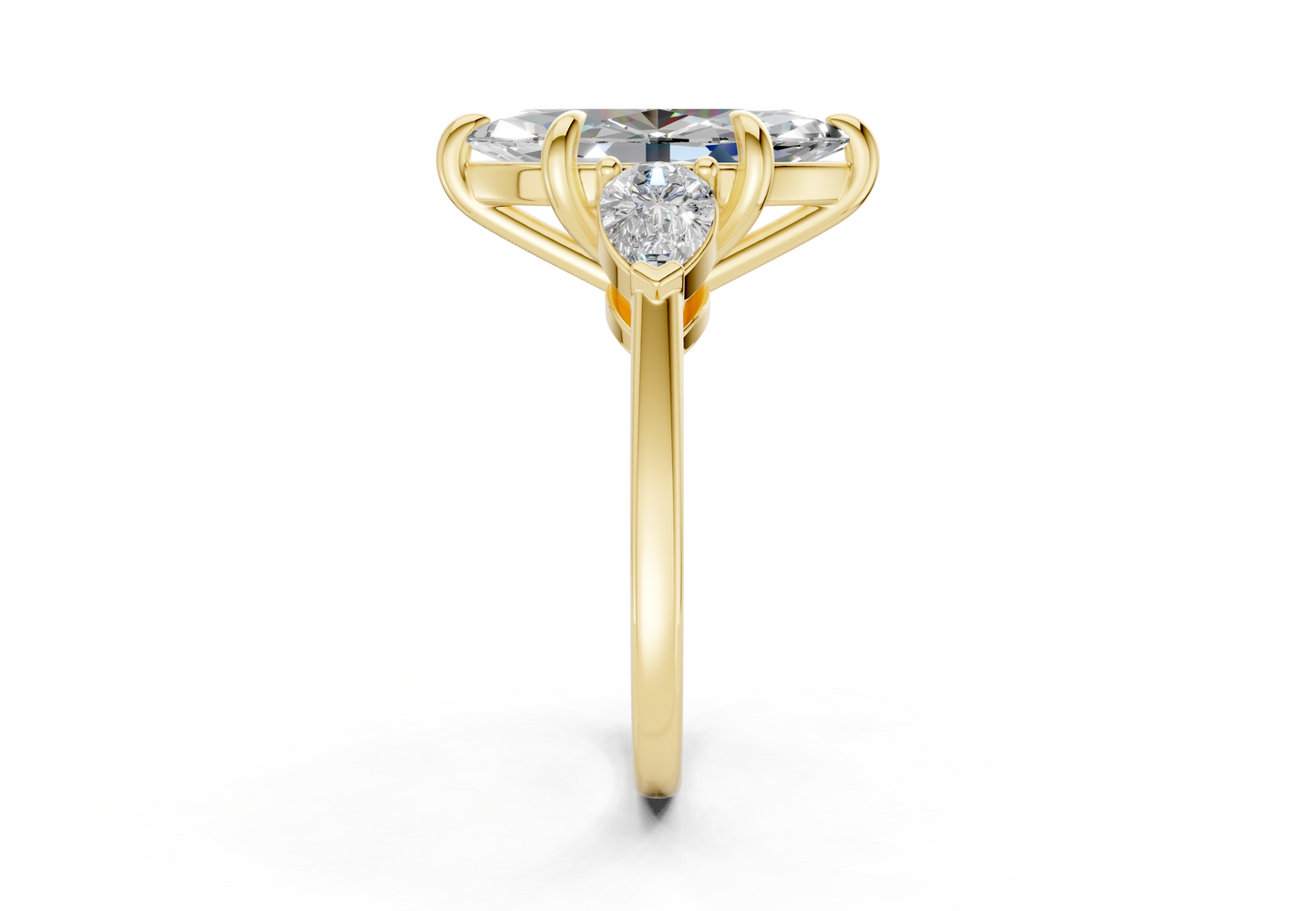 Vine Diamond Three Stone Marquise Cut 1.8mm Engagement Ring