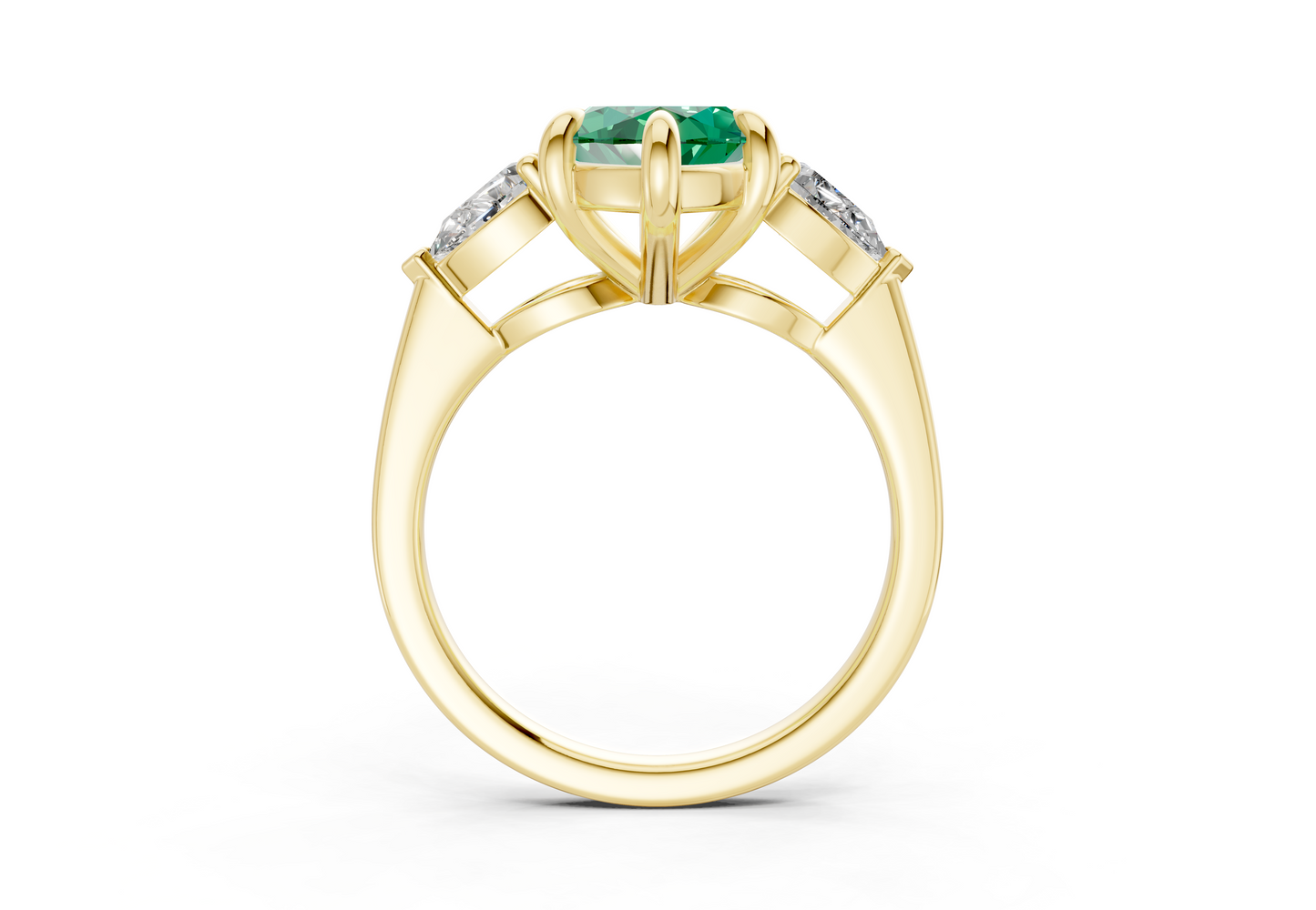 Vine Emerald Gemstone Three Stone Marquise Cut 1.8mm Engagement Ring