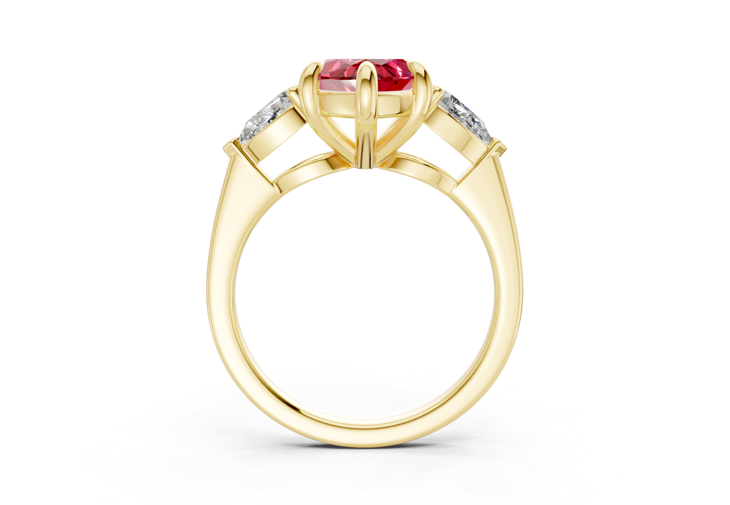 Vine Ruby Gemstone Three Stone Marquise Cut 1.8mm Engagement Ring