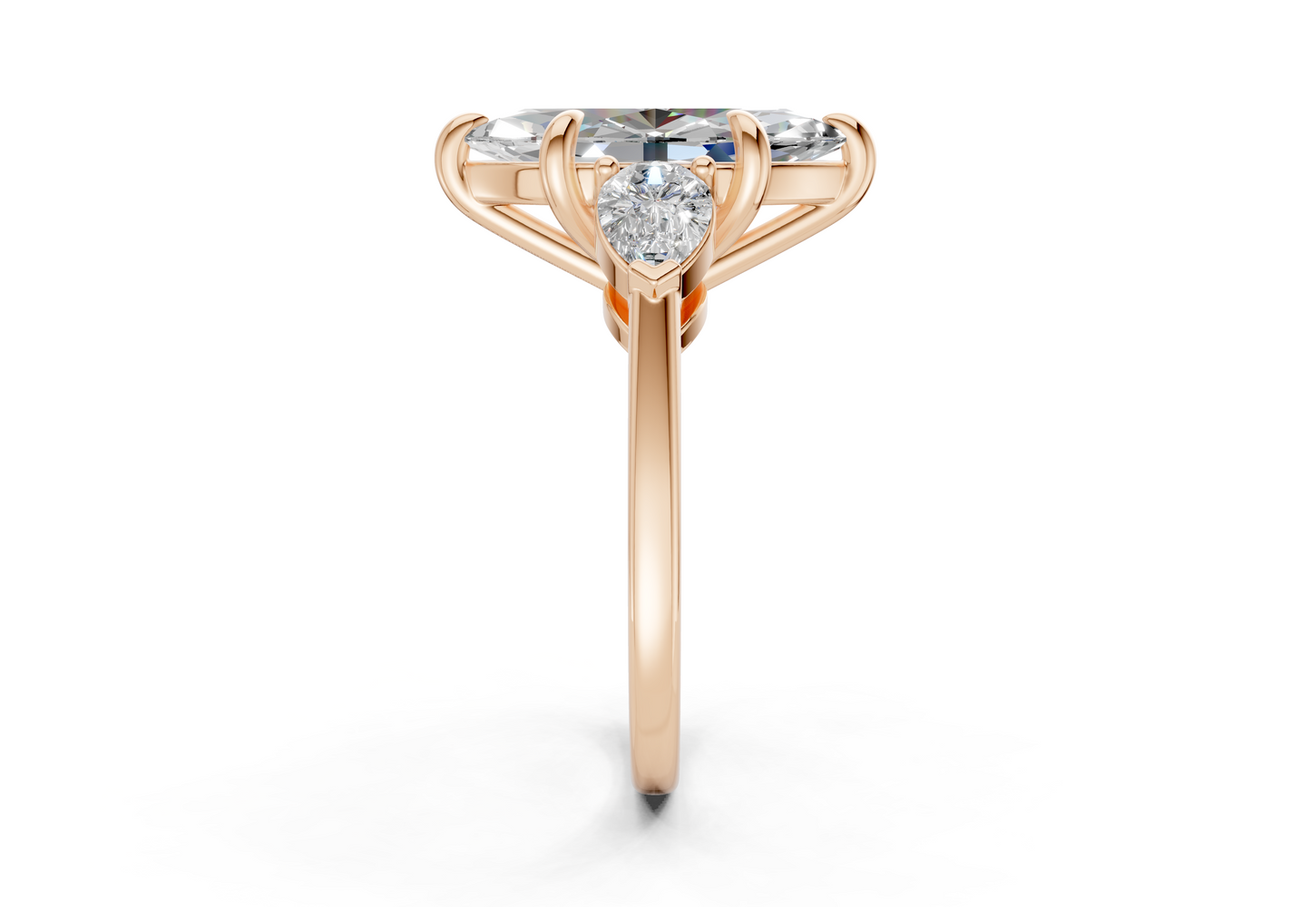 Vine Diamond Three Stone Marquise Cut 1.8mm Engagement Ring
