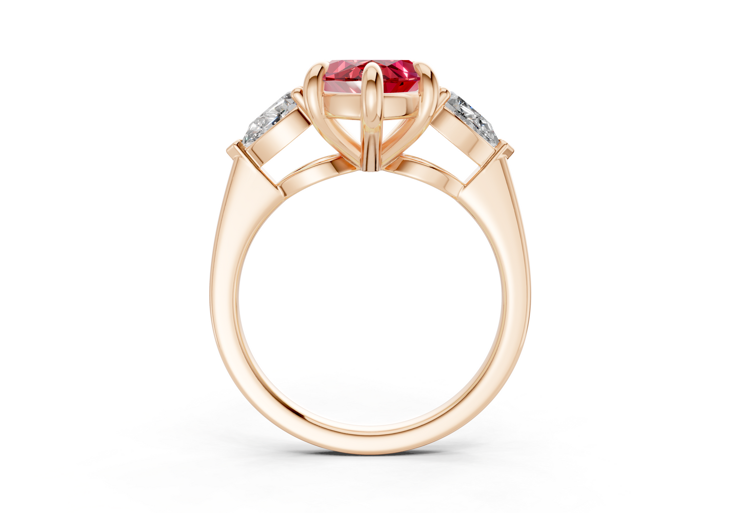 Vine Ruby Gemstone Three Stone Marquise Cut 1.8mm Engagement Ring