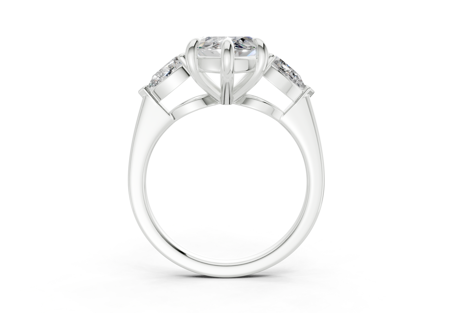 Vine Diamond Three Stone Marquise Cut 1.8mm Engagement Ring