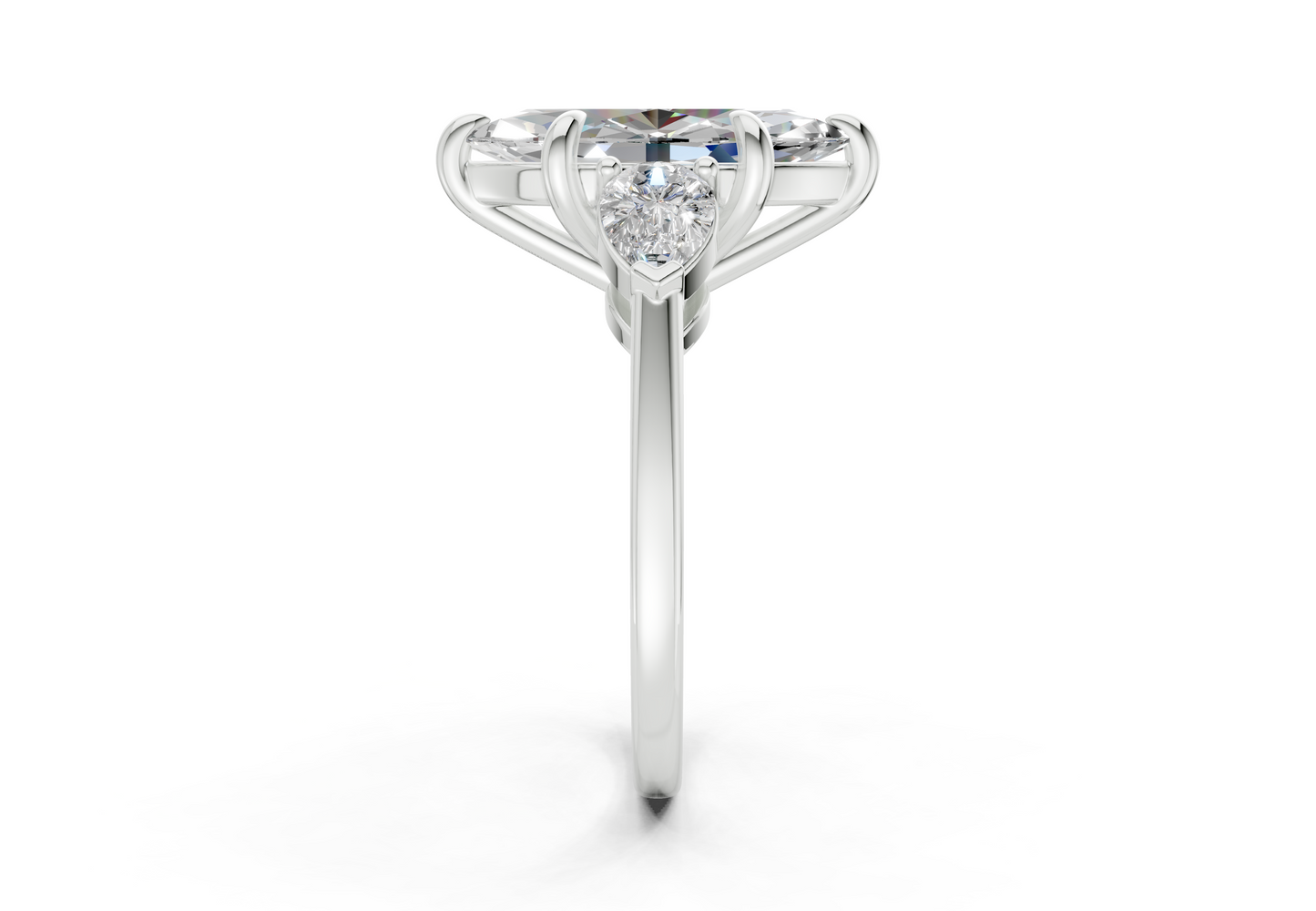 Vine Diamond Three Stone Marquise Cut 1.8mm Engagement Ring