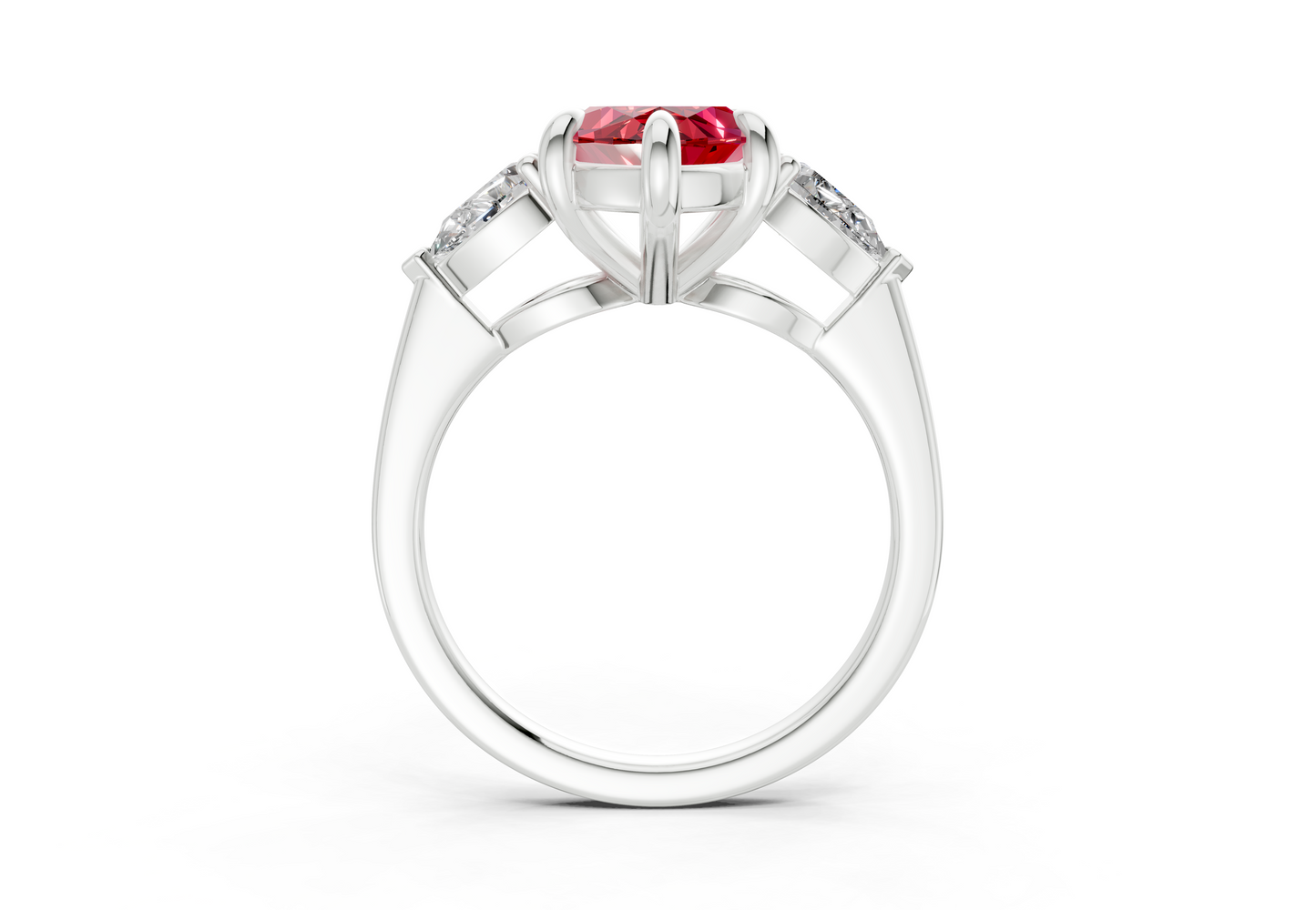 Vine Ruby Gemstone Three Stone Marquise Cut 1.8mm Engagement Ring
