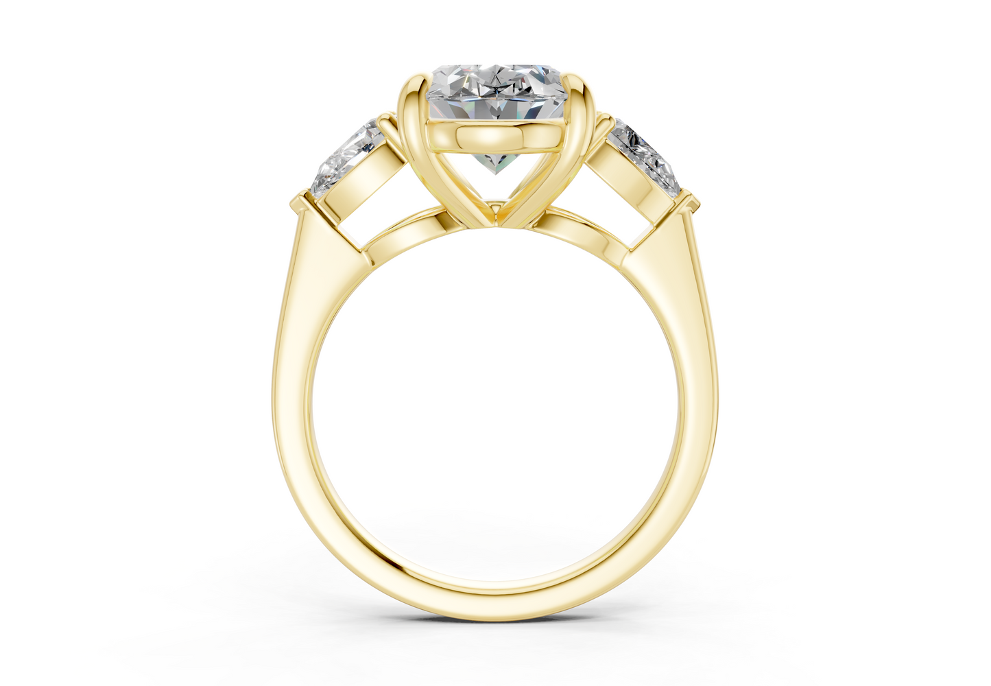 Vine Diamond Three Stone Oval Cut 1.8mm Engagement Ring