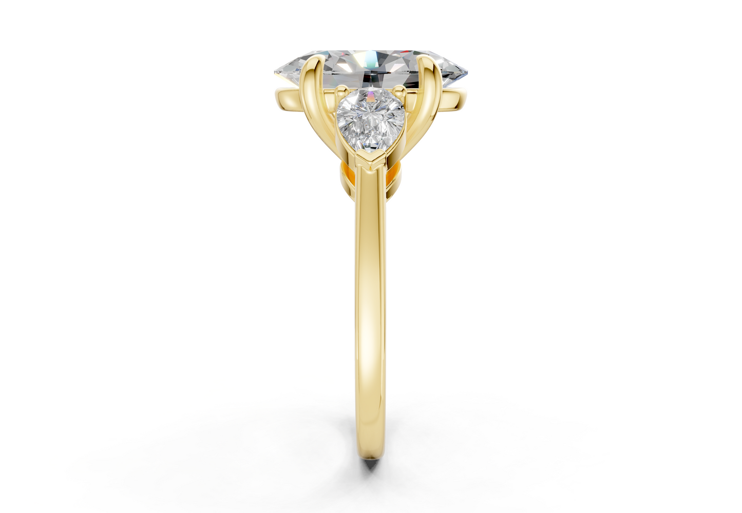 Vine Diamond Three Stone Oval Cut 1.8mm Engagement Ring