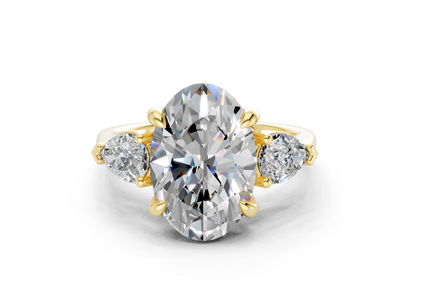 Vine Diamond Three Stone Oval Cut 1.8mm Engagement Ring