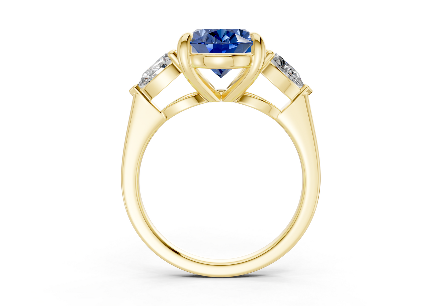 Vine Sapphire Gemstone Three Stone Oval Cut 1.8mm Engagement Ring