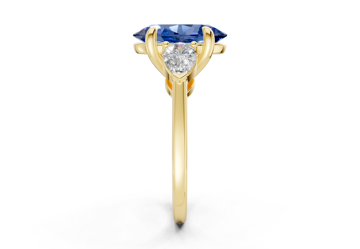 Vine Sapphire Gemstone Three Stone Oval Cut 1.8mm Engagement Ring