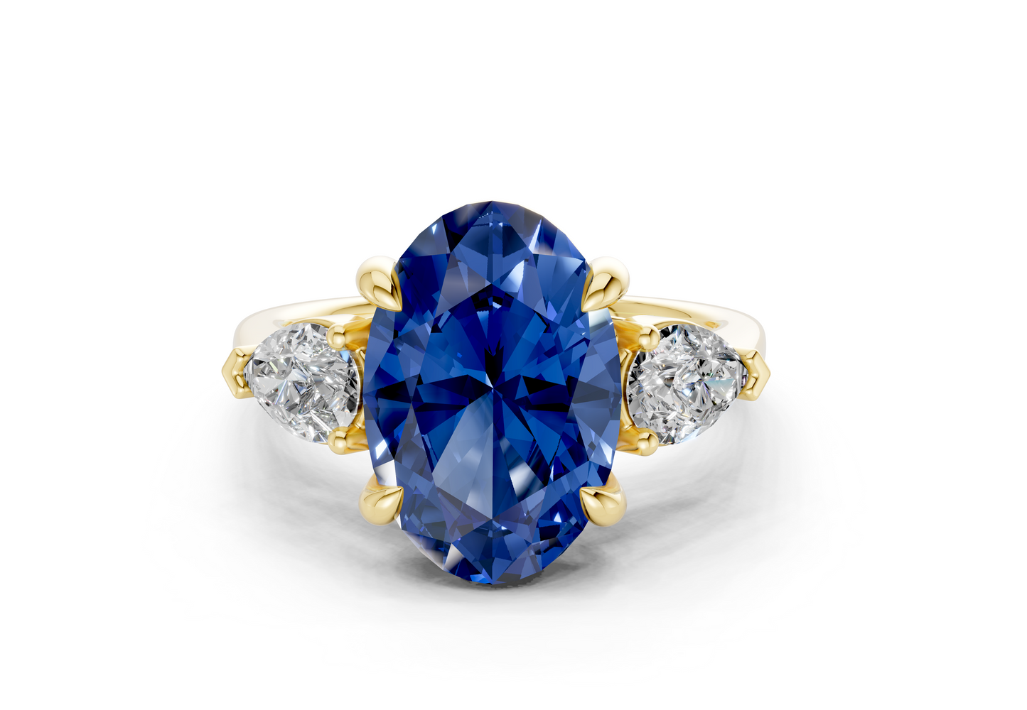 Vine Sapphire Gemstone Three Stone Oval Cut 1.8mm Engagement Ring