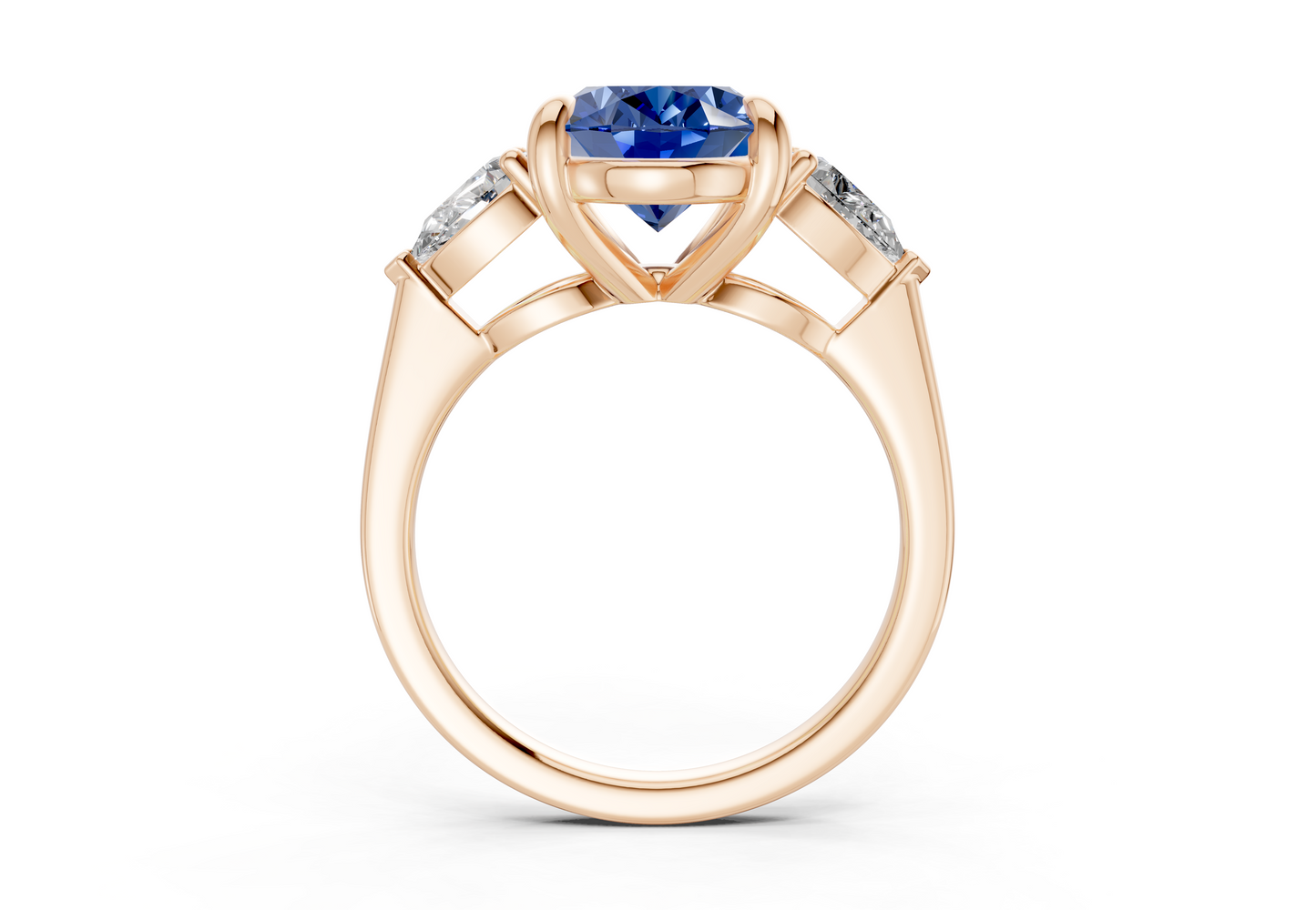 Vine Sapphire Gemstone Three Stone Oval Cut 1.8mm Engagement Ring