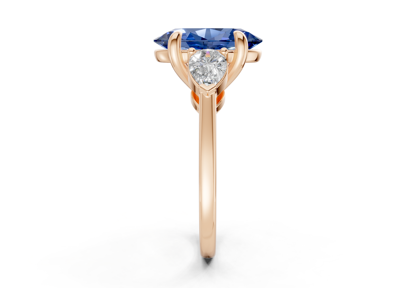 Vine Sapphire Gemstone Three Stone Oval Cut 1.8mm Engagement Ring