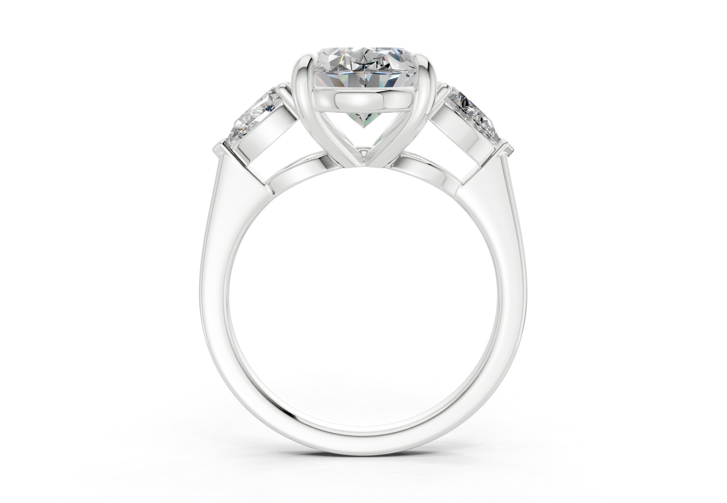 Vine Diamond Three Stone Oval Cut 1.8mm Engagement Ring