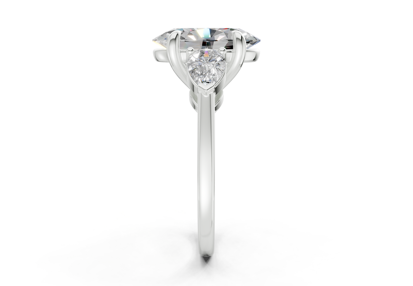 Vine Diamond Three Stone Oval Cut 1.8mm Engagement Ring