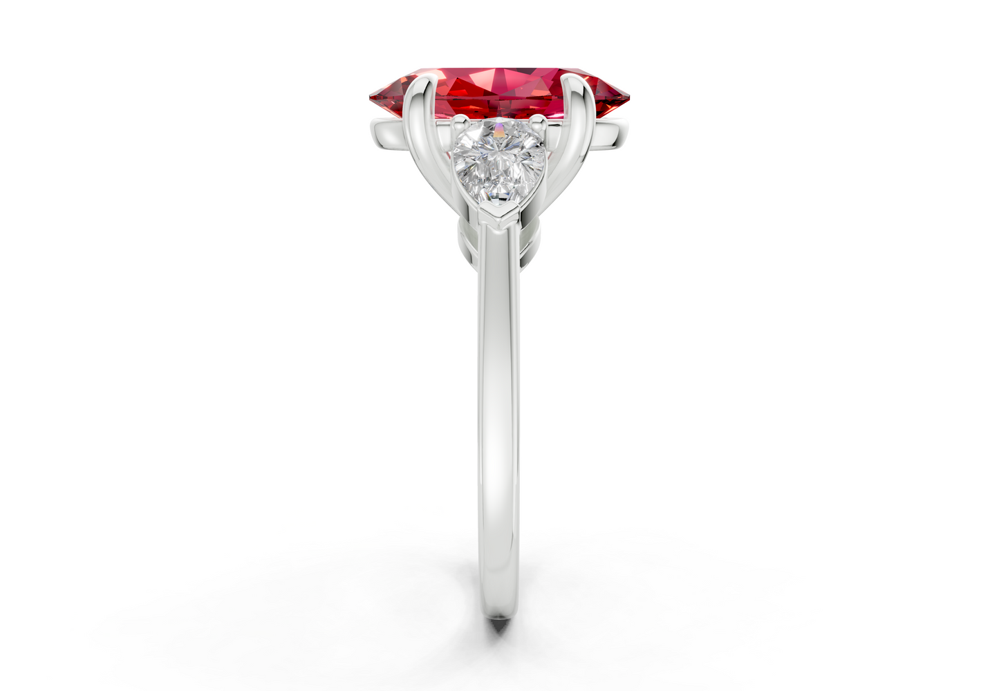 Vine Ruby Gemstone Three Stone Oval Cut 1.8mm Engagement Ring