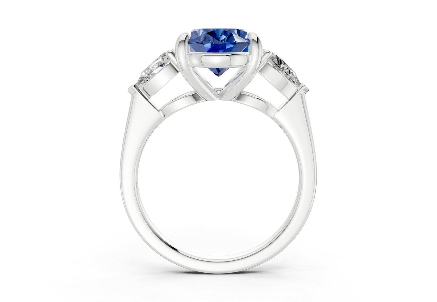 Vine Sapphire Gemstone Three Stone Oval Cut 1.8mm Engagement Ring