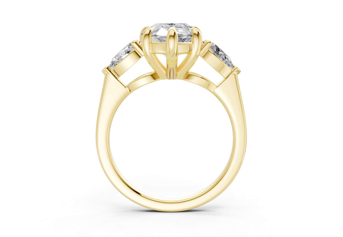 Vine Diamond Three Stone Pear Cut 1.8mm Engagement Ring