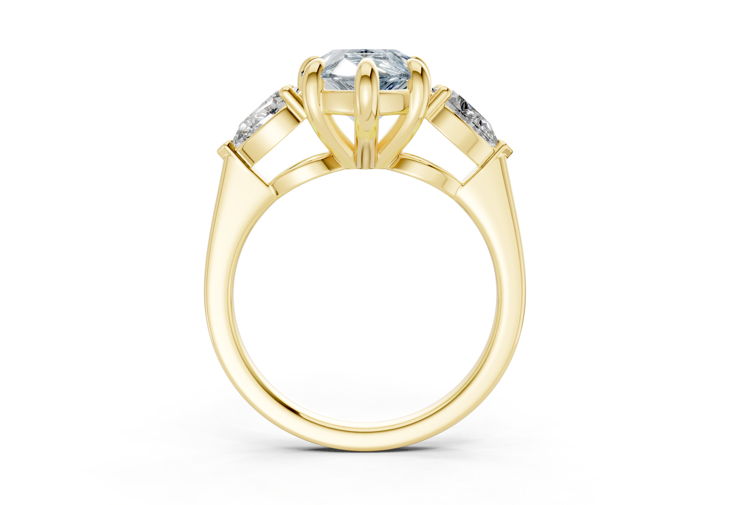 Vine Blue Diamond Three Stone Pear Cut 1.8mm Engagement Ring