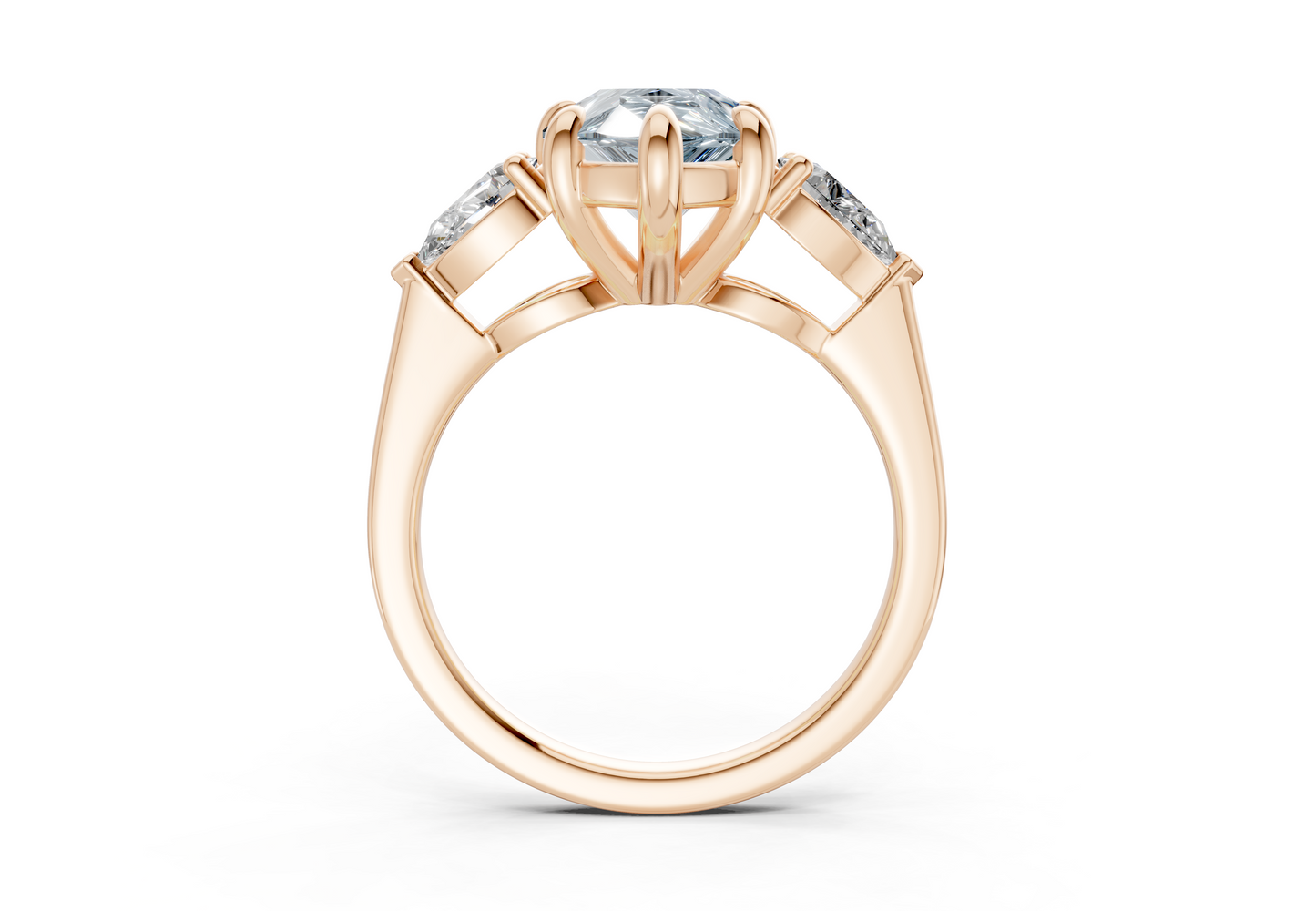 Vine Blue Diamond Three Stone Pear Cut 1.8mm Engagement Ring