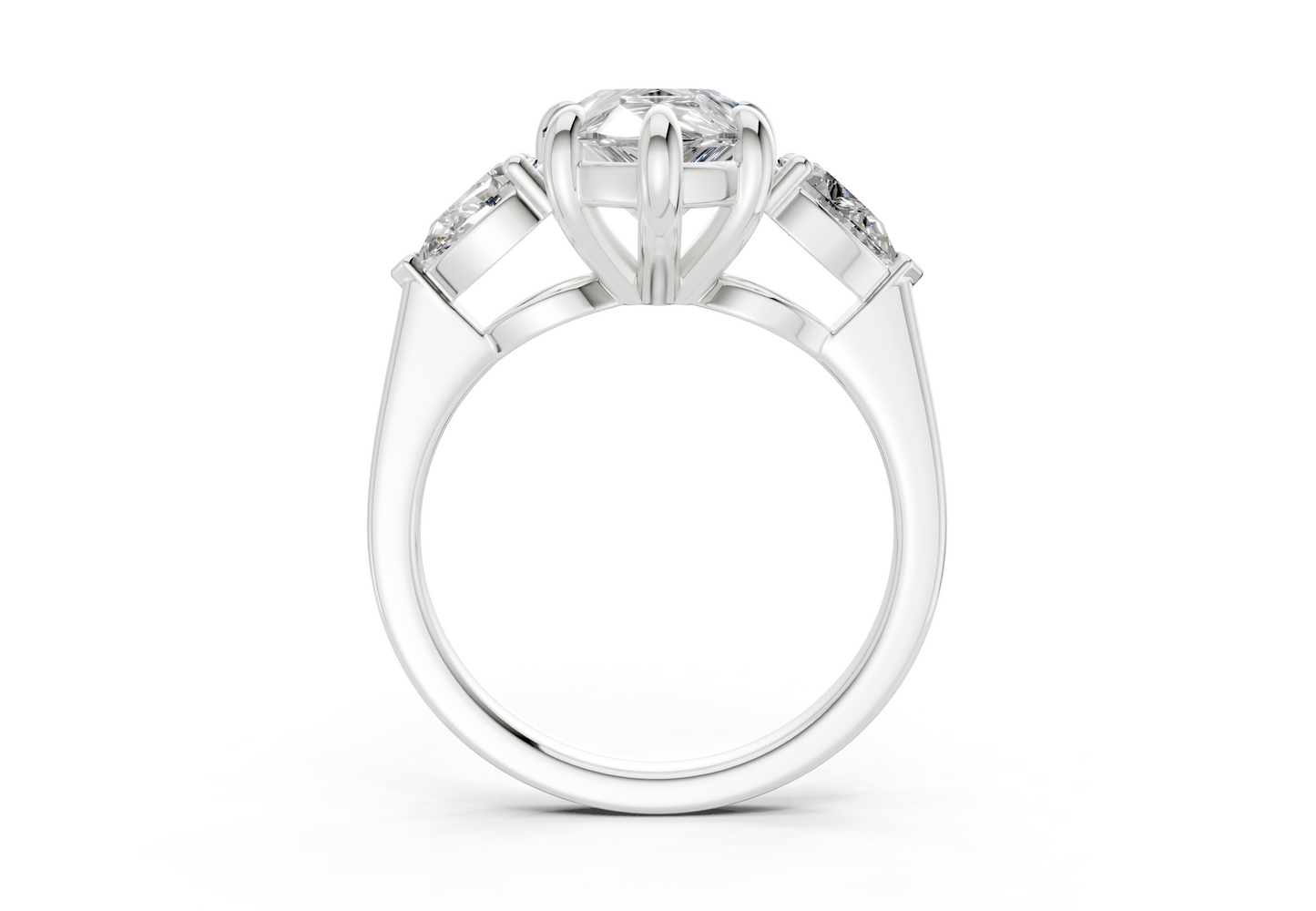 Vine Diamond Three Stone Pear Cut 1.8mm Engagement Ring