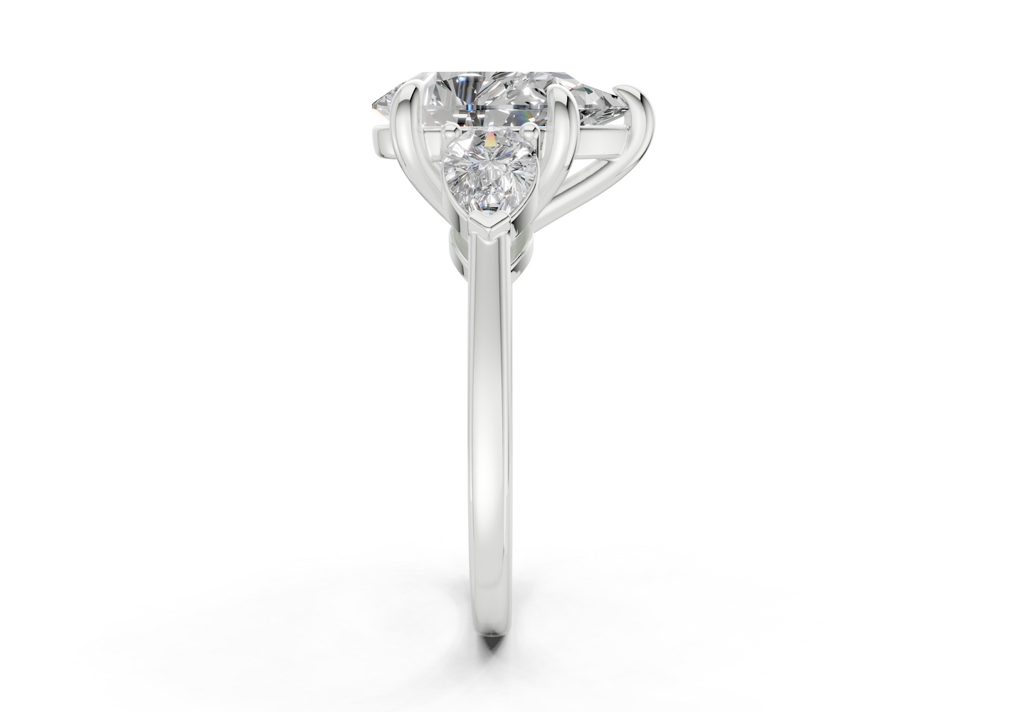 Vine Diamond Three Stone Pear Cut 1.8mm Engagement Ring
