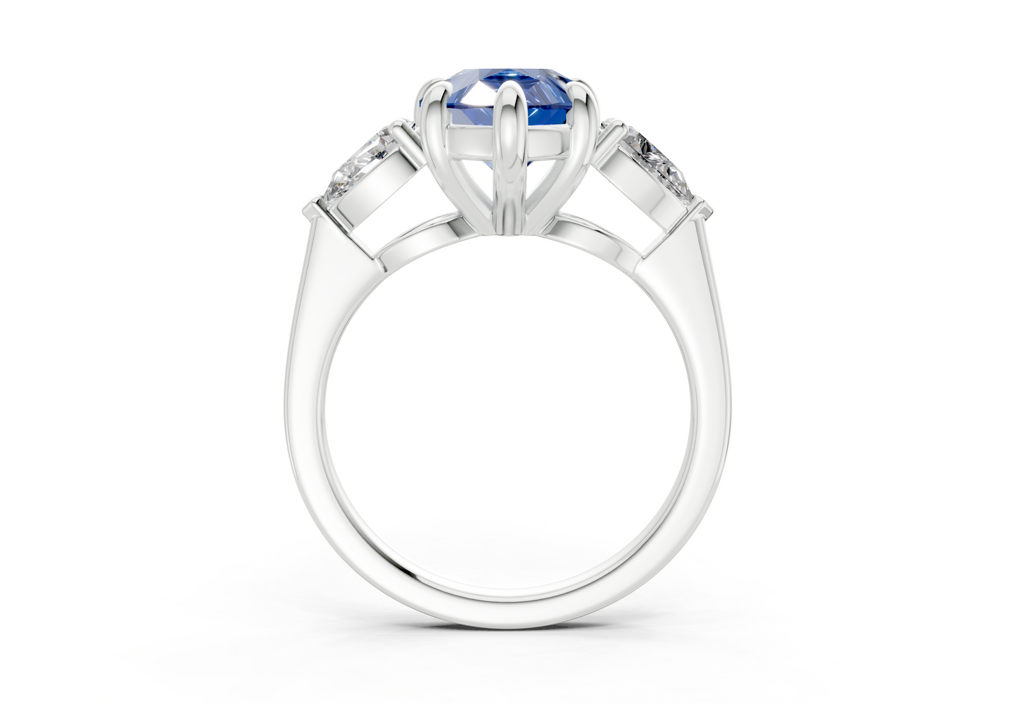 Vine Sapphire Gemstone Three Stone Pear Cut 1.8mm Engagement Ring