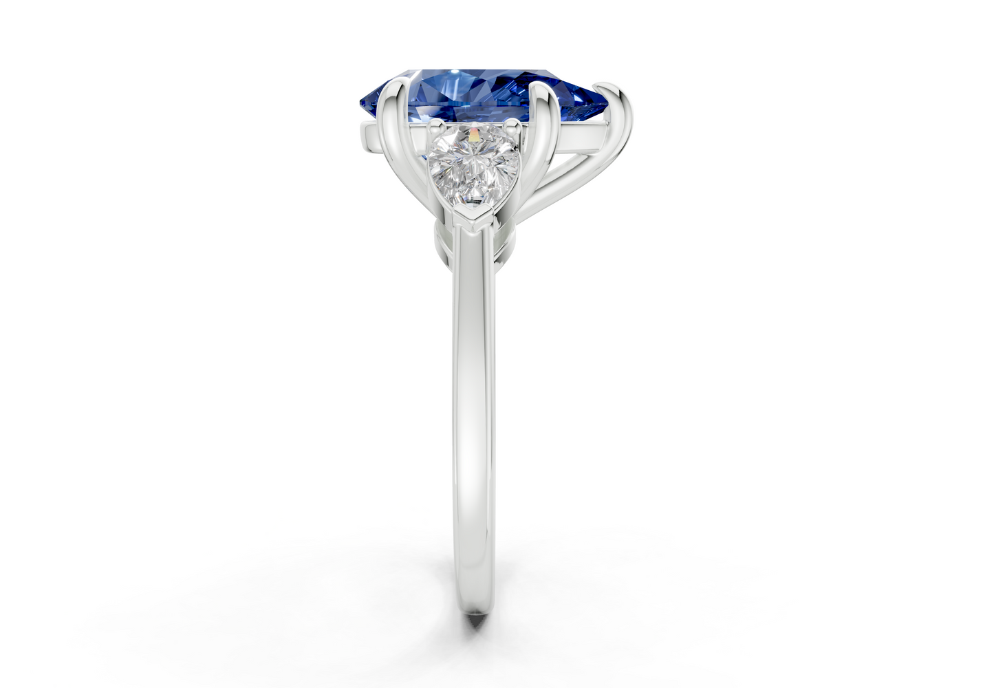 Vine Sapphire Gemstone Three Stone Pear Cut 1.8mm Engagement Ring