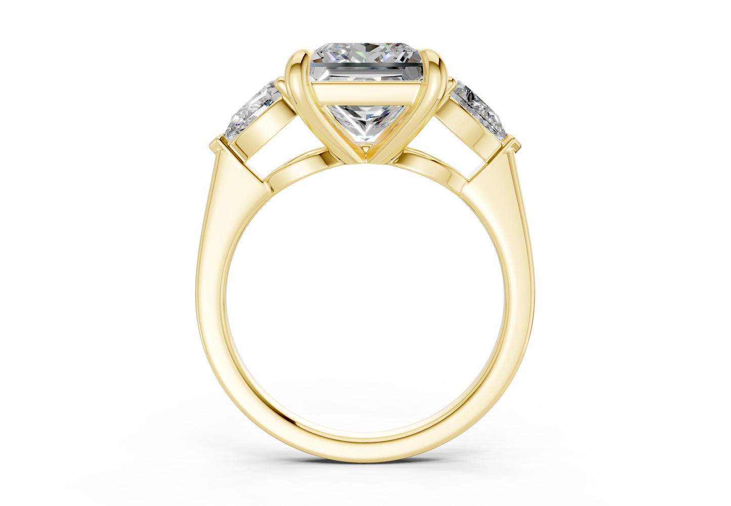 Vine Diamond Three Stone Princess Cut 1.8mm Engagement Ring