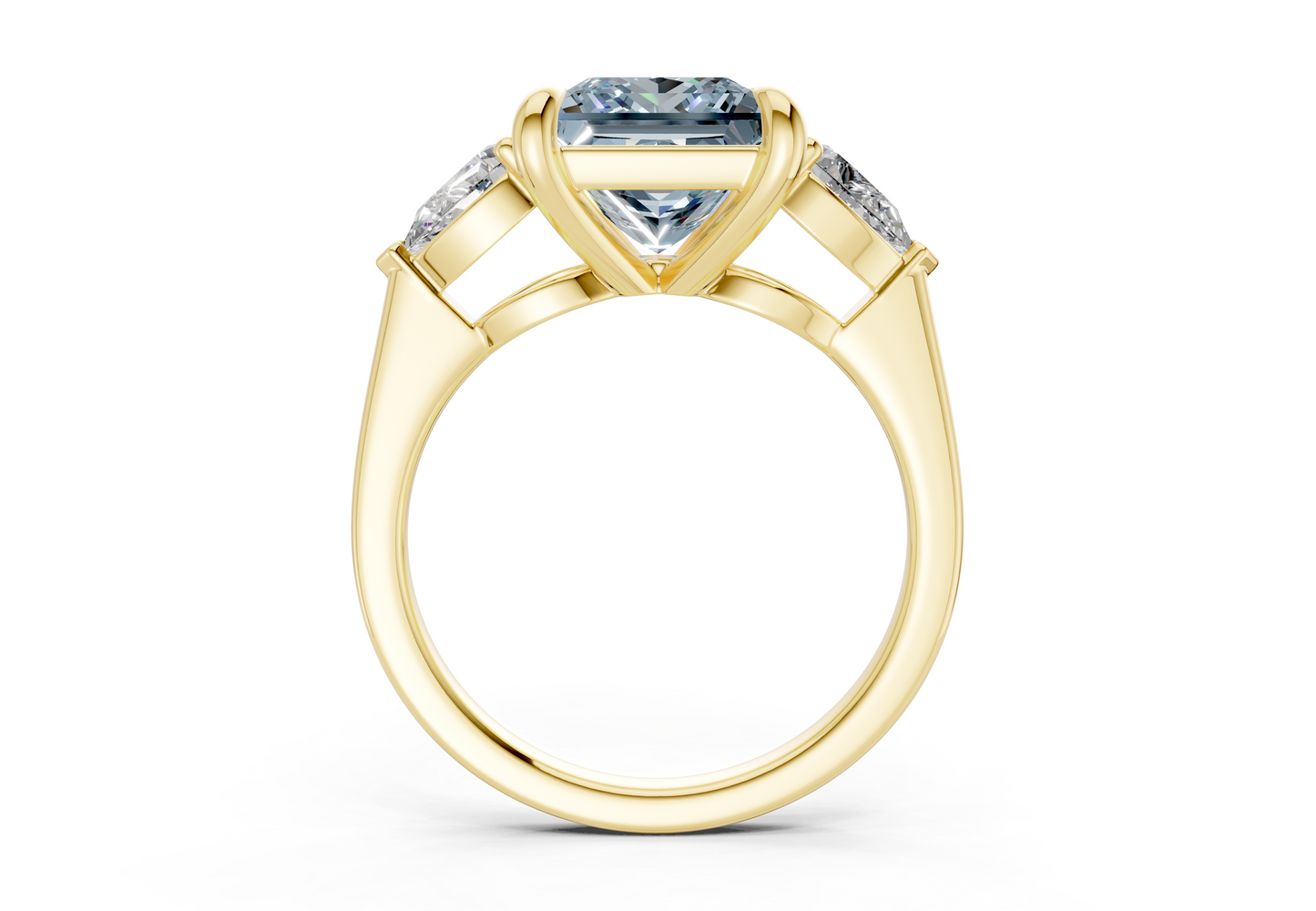 Vine Blue Diamond Three Stone Princess Cut 1.8mm Engagement Ring