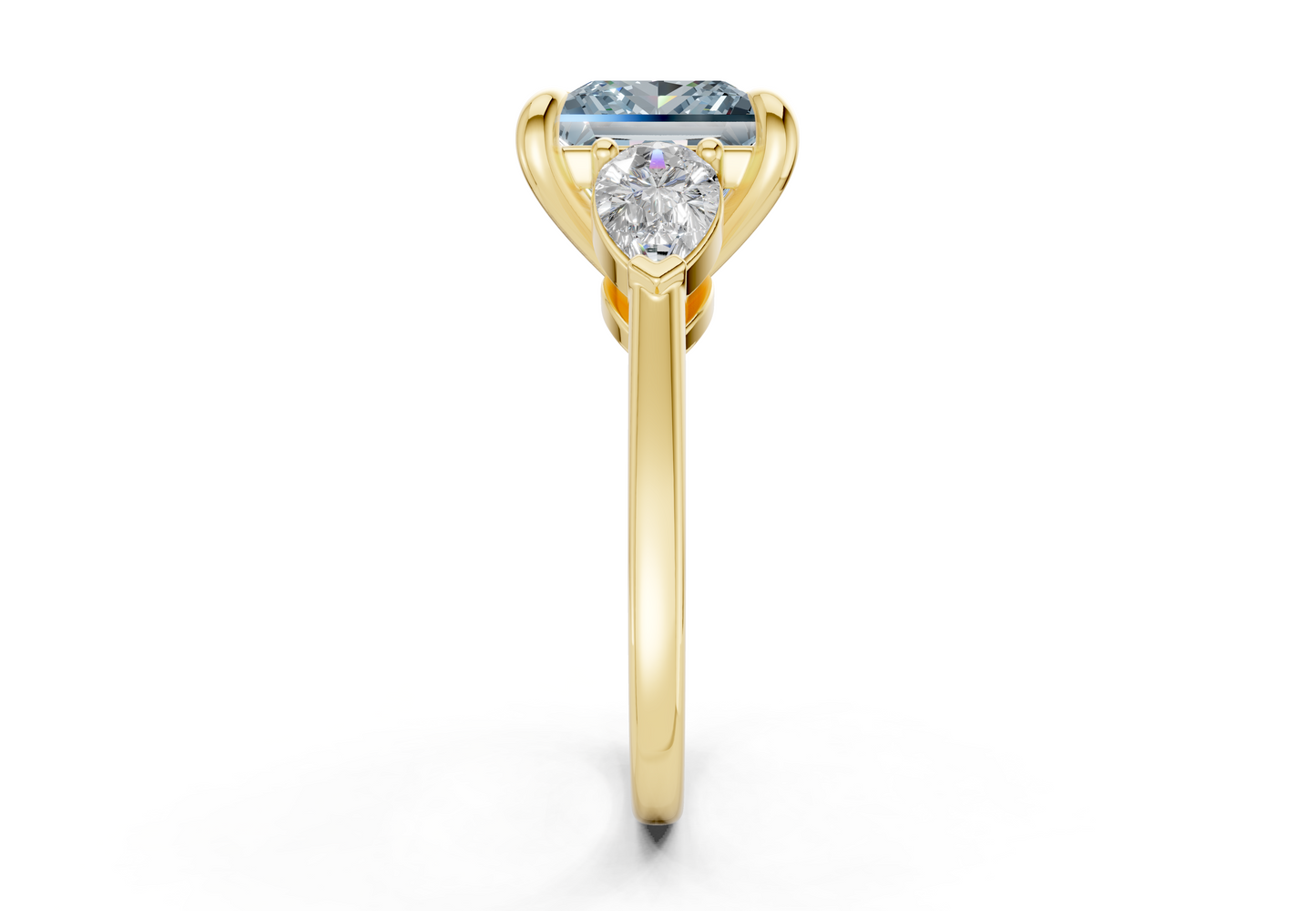Vine Blue Diamond Three Stone Princess Cut 1.8mm Engagement Ring