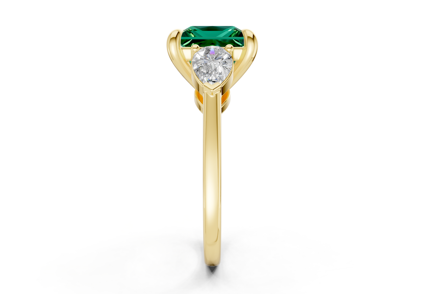 Vine Emerald Gemstone Three Stone Princess Cut 1.8mm Engagement Ring