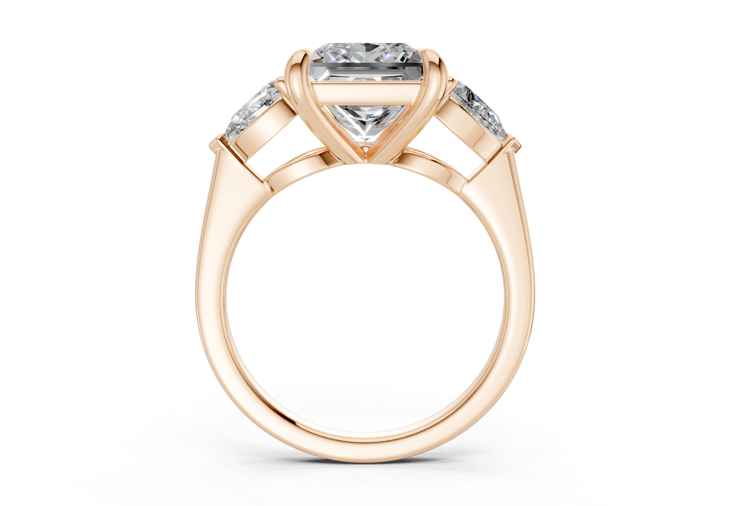 Vine Diamond Three Stone Princess Cut 1.8mm Engagement Ring