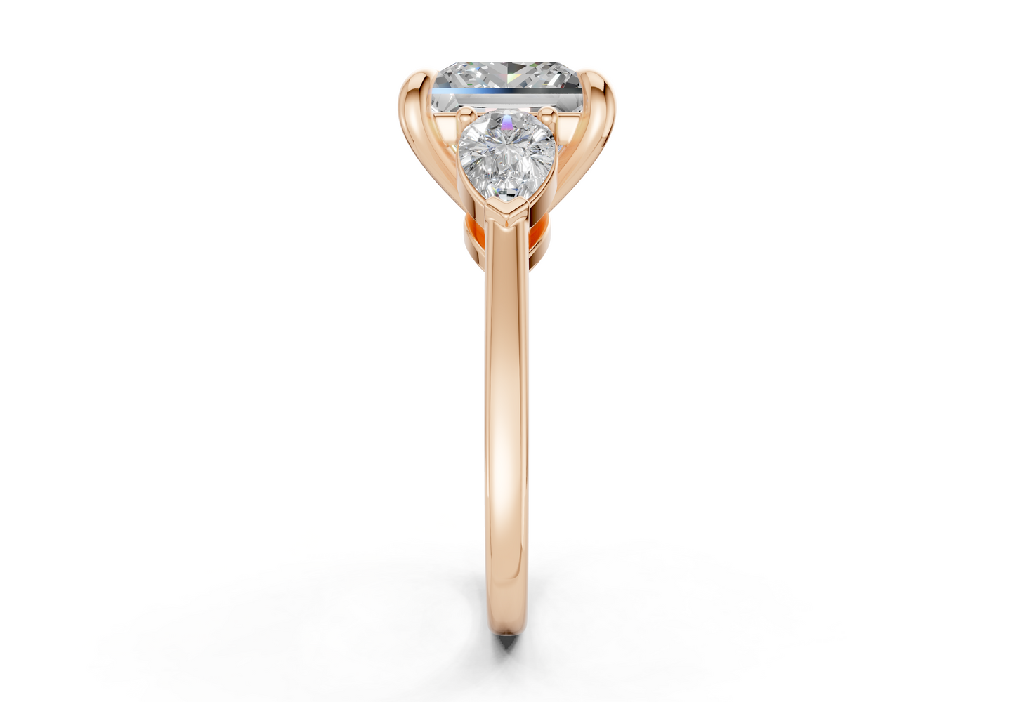Vine Diamond Three Stone Princess Cut 1.8mm Engagement Ring