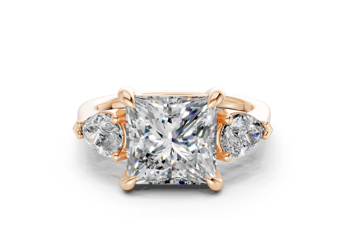 Vine Diamond Three Stone Princess Cut 1.8mm Engagement Ring