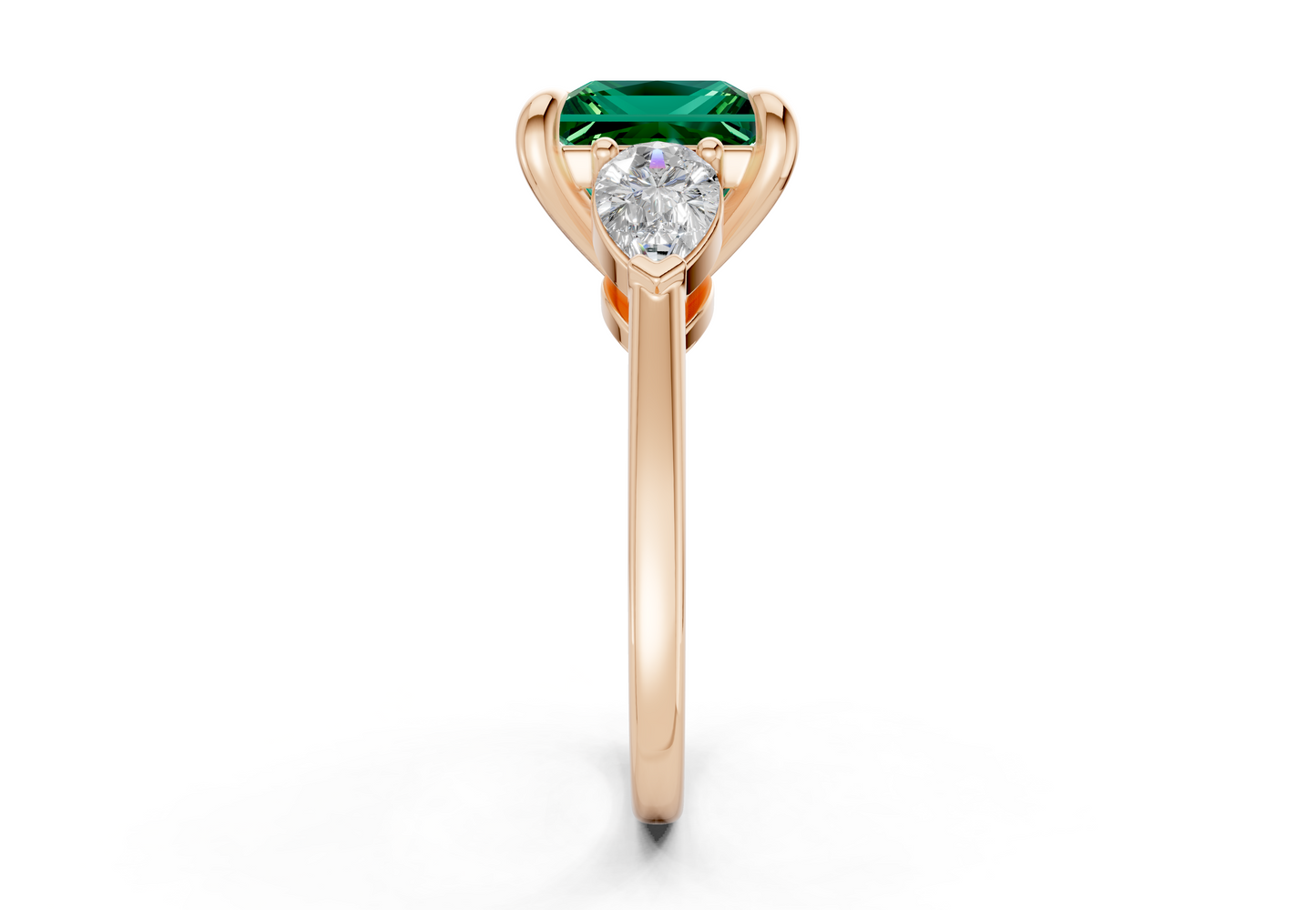 Vine Emerald Gemstone Three Stone Princess Cut 1.8mm Engagement Ring