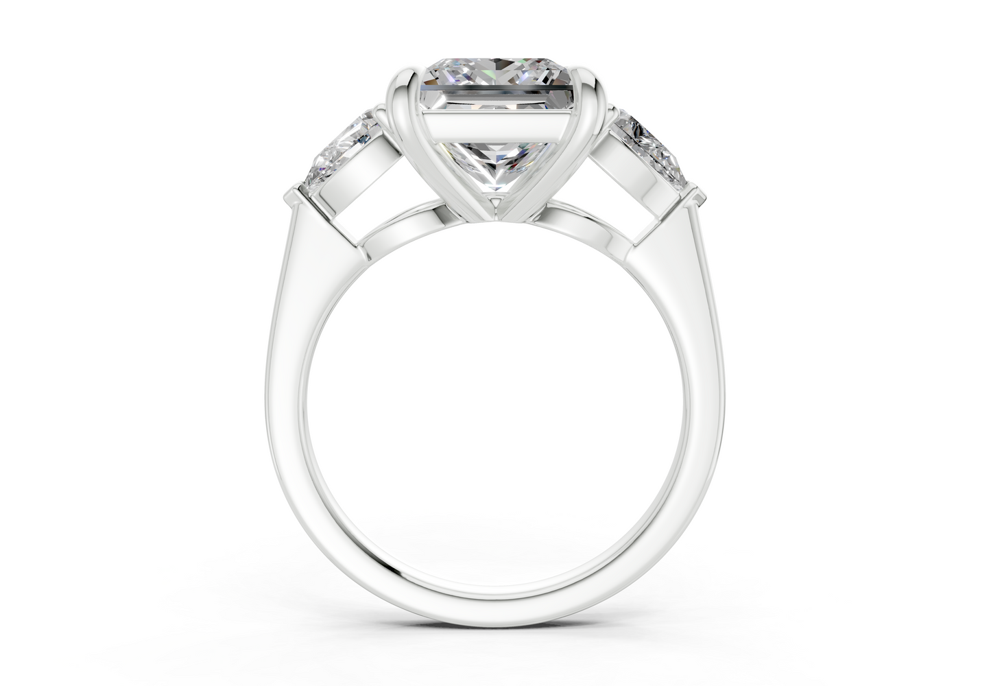 Vine Diamond Three Stone Princess Cut 1.8mm Engagement Ring
