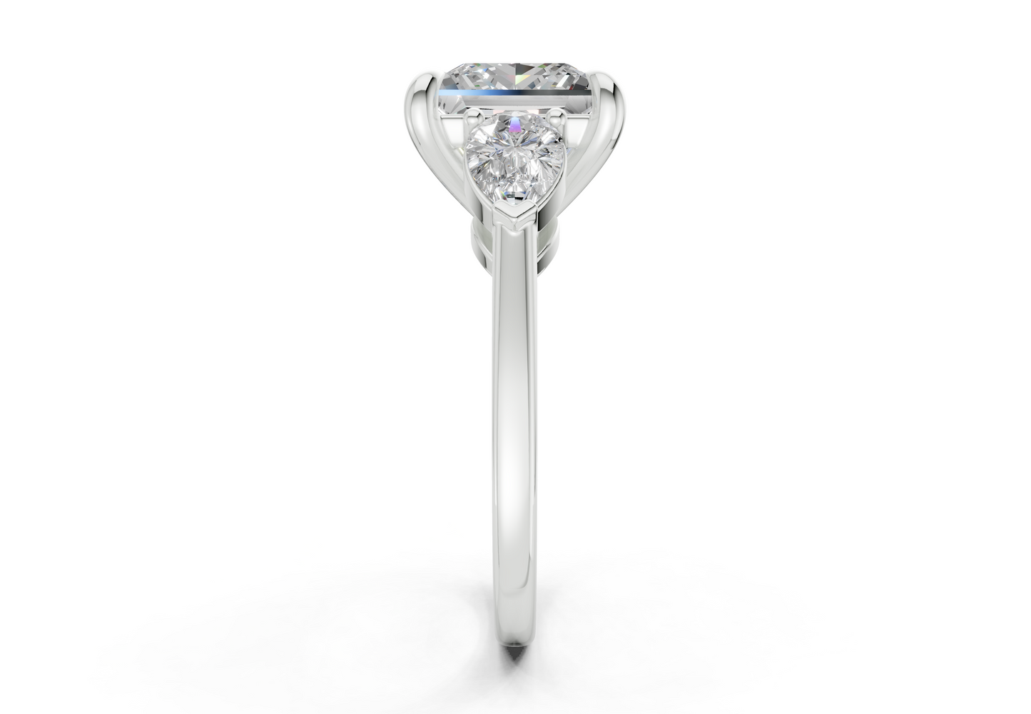 Vine Diamond Three Stone Princess Cut 1.8mm Engagement Ring